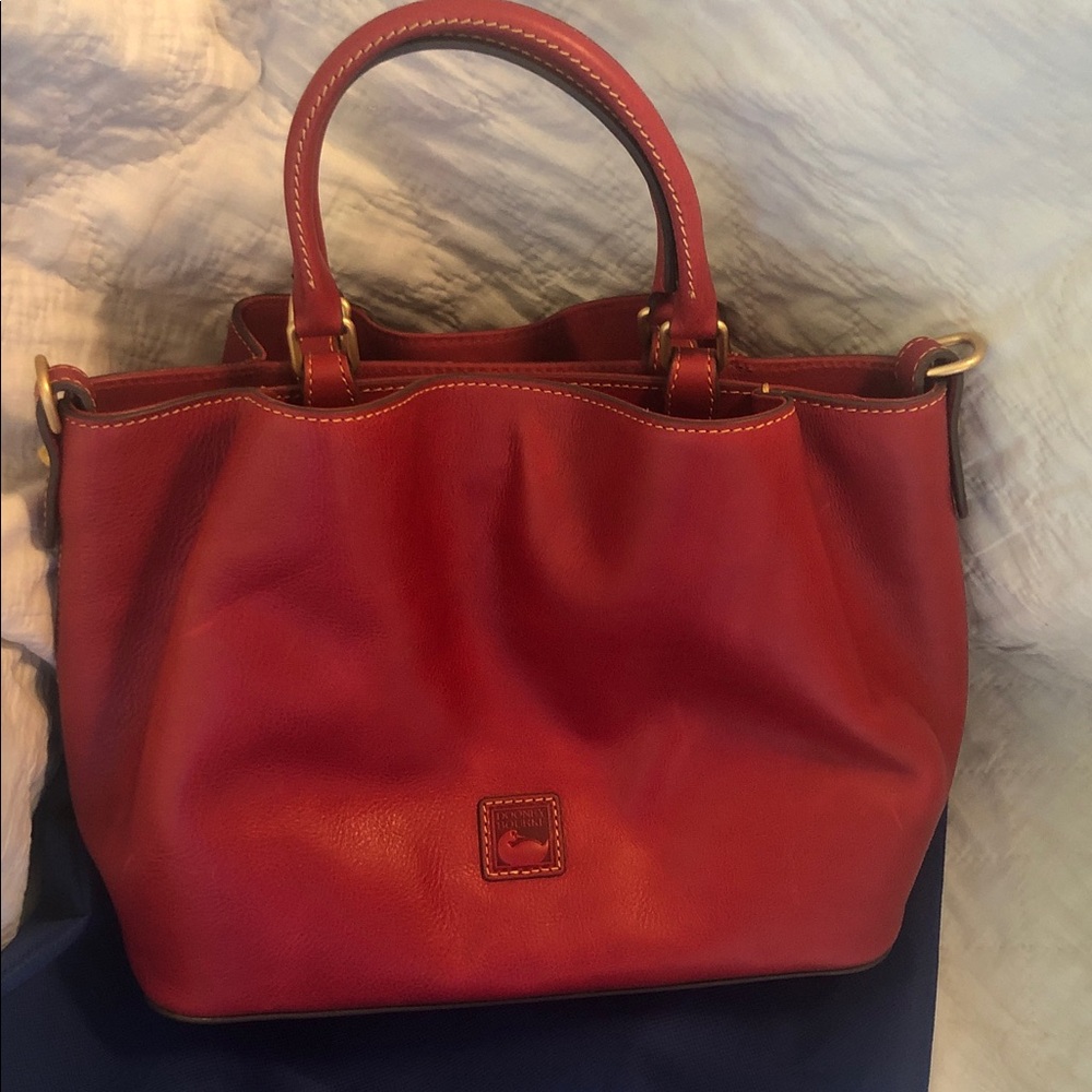 Dooney & Bourke Red Leather Tote with Gold Hardware